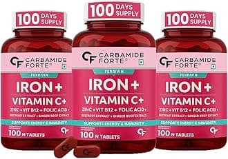 Iron Supplement for Women and Men with Folic Acid & Vitamin C| Iron tablets for Women & Men | Pack of 300 Tablets