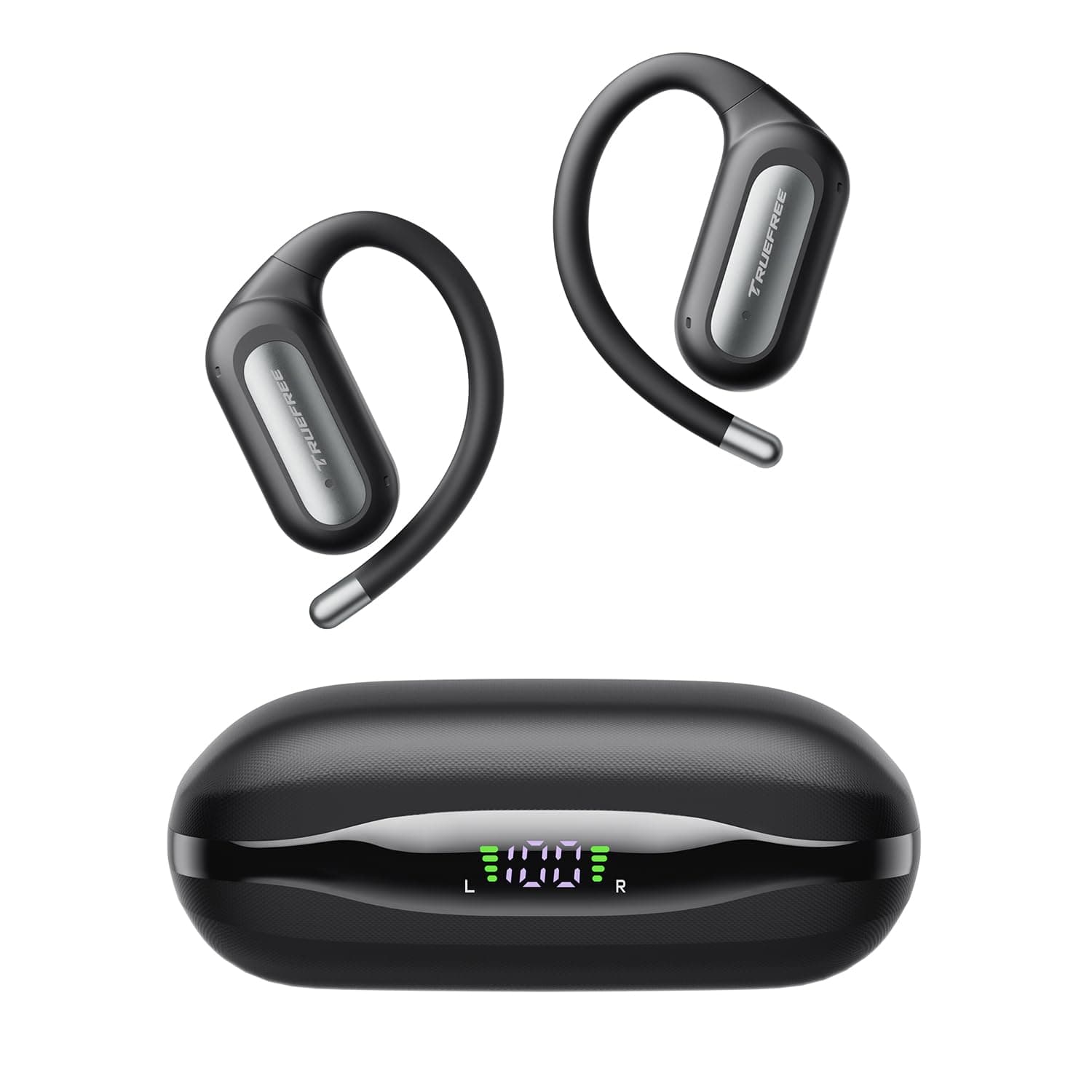 truefree DS1 Open-Ear Headphones, Bluetooth 6.0 Wireless Earbuds with Ear Hooks, Spatial Sound, 4 Mics Clear Calls, 40H Playtime, Fast Charging, Multipoint Connection, IPX5-Rated for Sports, Snug Fit