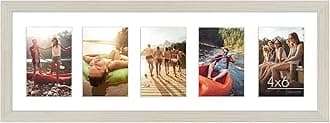 Americanflat 4x6 Collage Picture Frame with Shatter-Resistant Glass - Fits Five 4x6 Photos or Use as One 8x24 Picture Frame - Signature Collection - Collage Frames for Wall Display - Light Wood