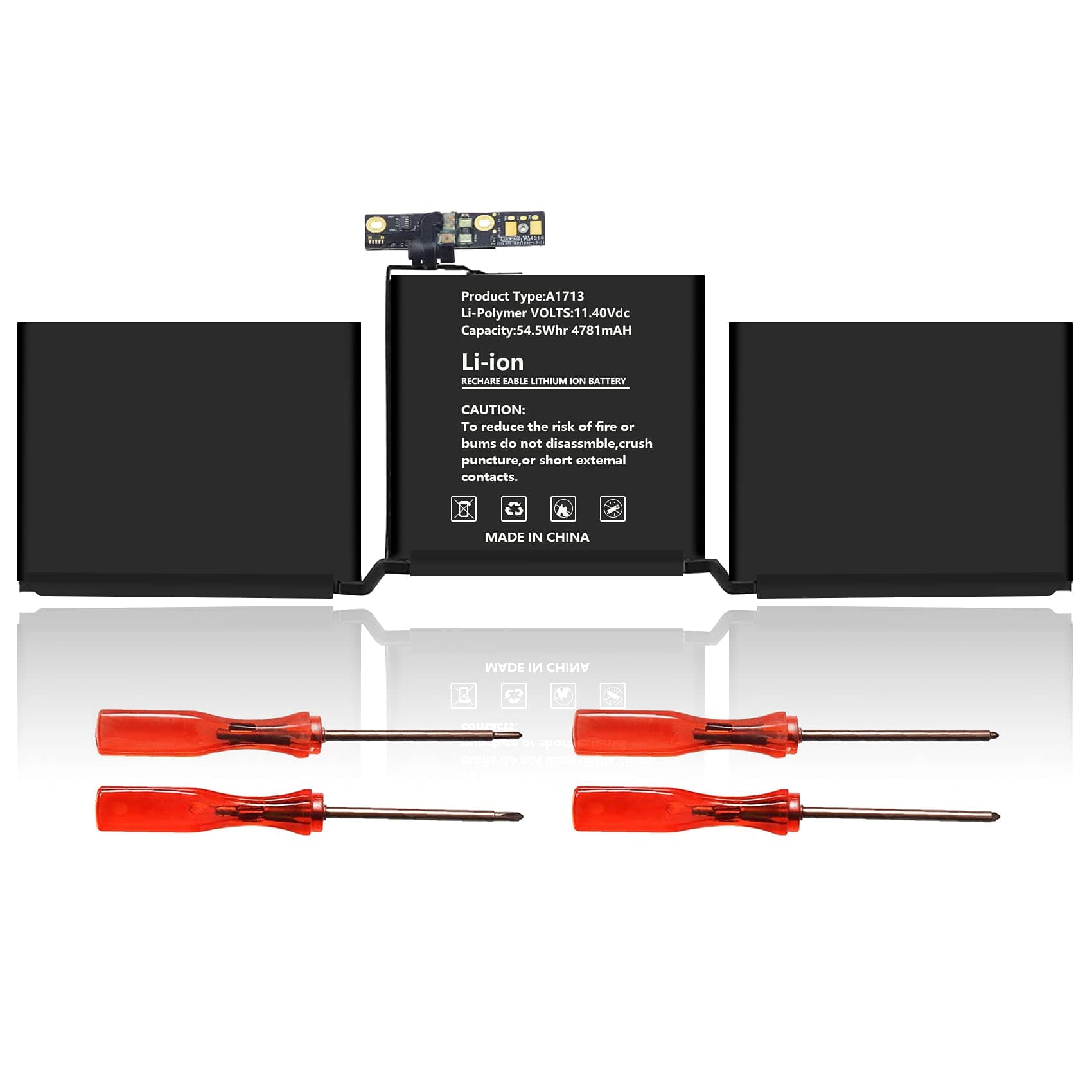 A1708 A1713 Battery, Replacement for A1708 MacBook Pro 13 inch, Late 2016 Mid 2017 Version MacBook Pro Battery (54.5Wh 4781mAh) A1708 Laptop Battery Replacement for MAC