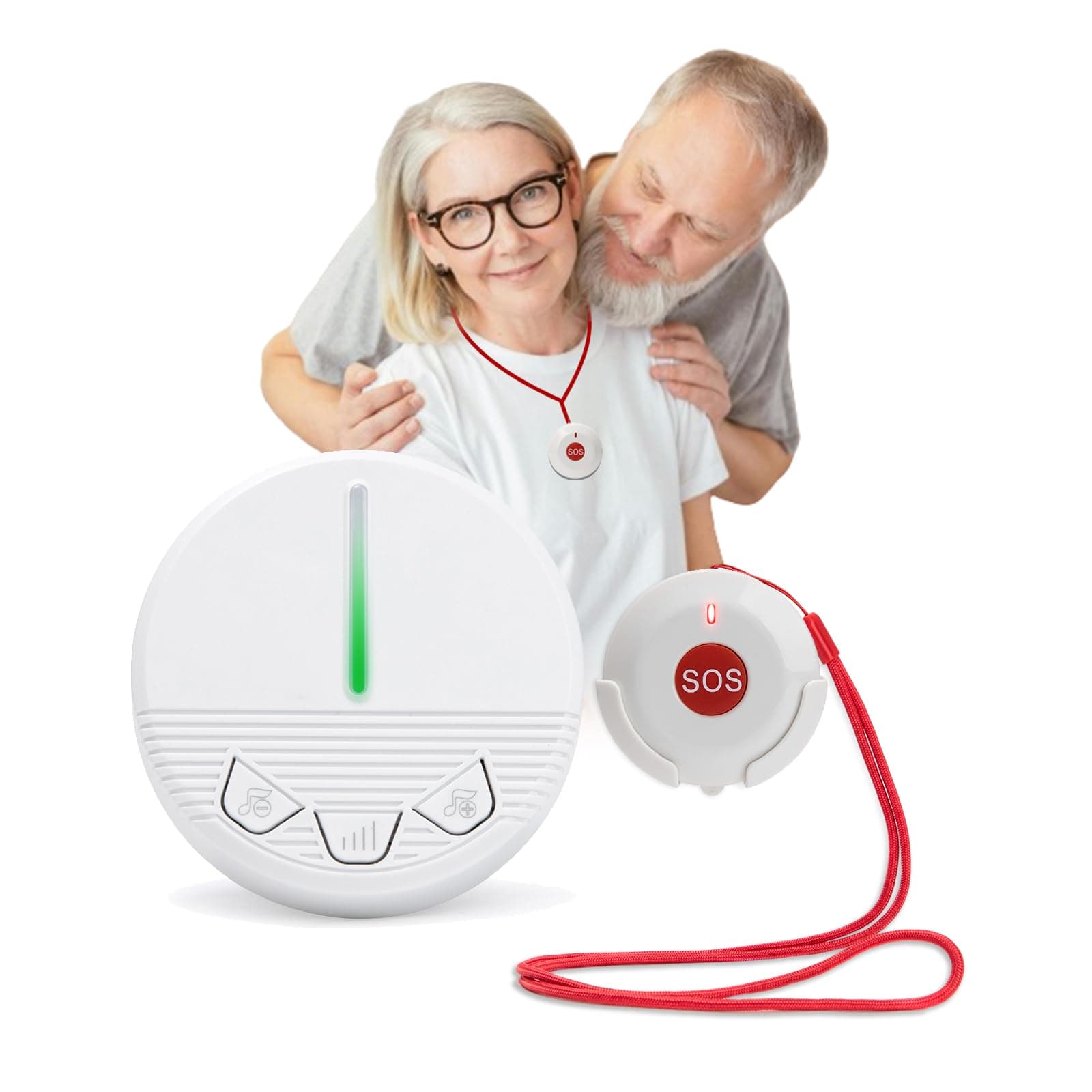 Caregiver Pager Emergency Button for Elderly Alert Button for Seniors Wireless Calling System Patient Call Bell for Home 1 Plugin Receivers 1 Caregiver Call Button for Seniors, Patients, Disabled