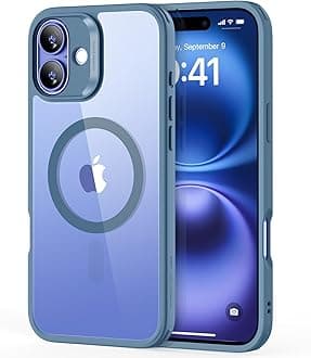for iPhone 16 Case, Compatible with MagSafe, Shockof Military-Grade tection, TPU, Magnetic Phone Case for iPhone 16, Classic Hybrid Case (HaloLock),Clear Blue