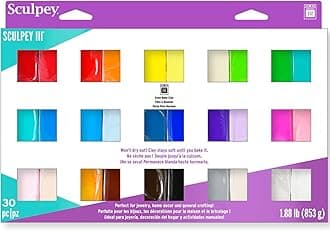 Oven Bake Polymer Clay 30 Piece Sampler 1oz Bars Set