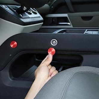 YIWANG Carbon Fiber Car Interior Accessories Gear Console Side Strip Cover Trim for Land Rover Defender 90 110 2020-2022 Replacement Parts (8pcs Screw Protective Cover-Red)