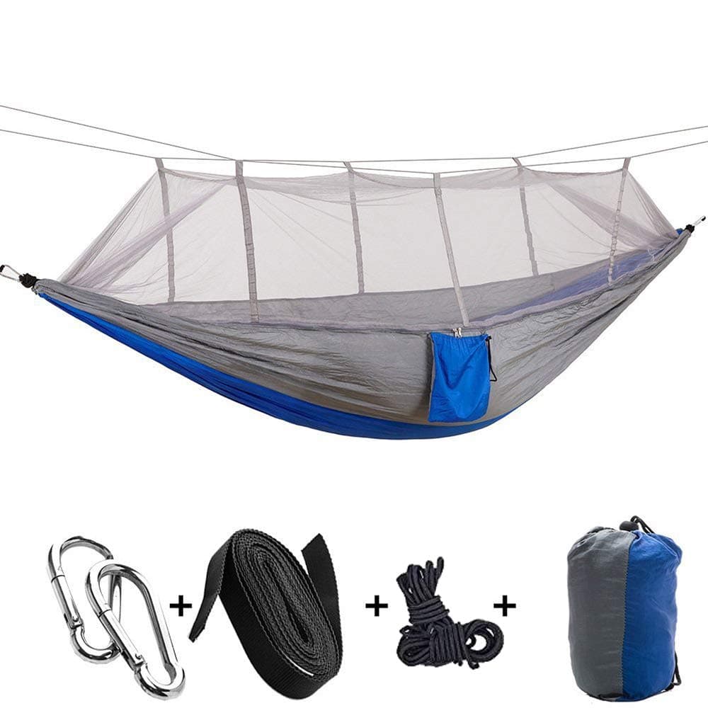 KEPEAK Camping Hammock with Net Netting, Single & Double Tree Hammock Net, Lightweight Nylon Portable Hammock for Backpacking, Camping, Travel, Beach, Yard