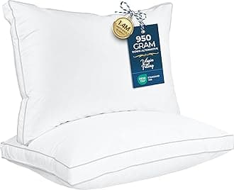 Bed Pillows for Sleeping Standard Size (White), Set of 2, Soft & Fluffy Pillow with Down Alternative Filling, Cooling, Hotel Quality, Gusseted Pillow for Back, Stomach or Side Sleepers