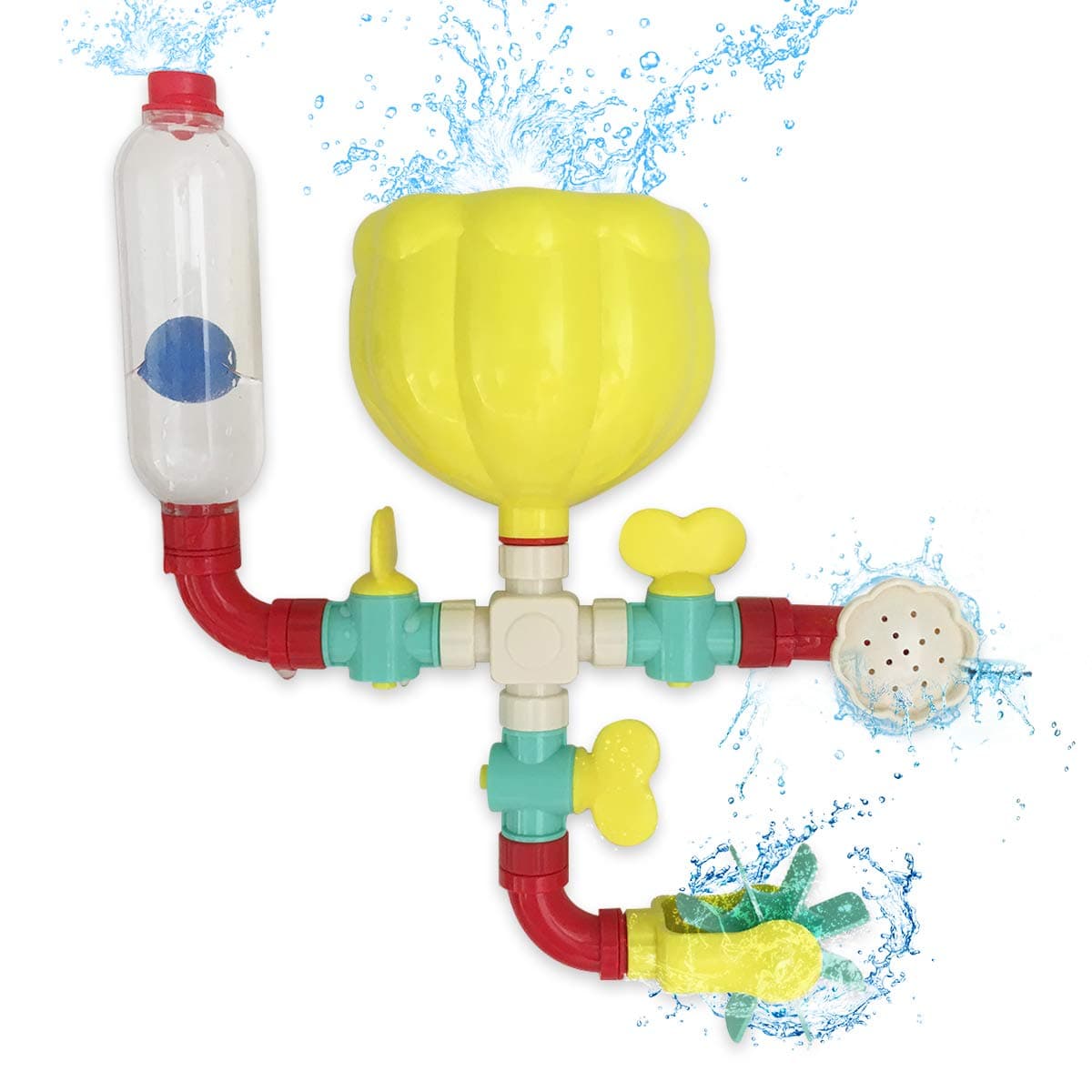 Lydaz Pipe Bath Toys with Fun Widgets - Educational Bathtub Water Toy for Age 1 2 3 4 5 6 7 Years Old Kids Baby Toddlers - Multiple Ways to Play - Mold Free Bath Toys Set for Boys and Girls