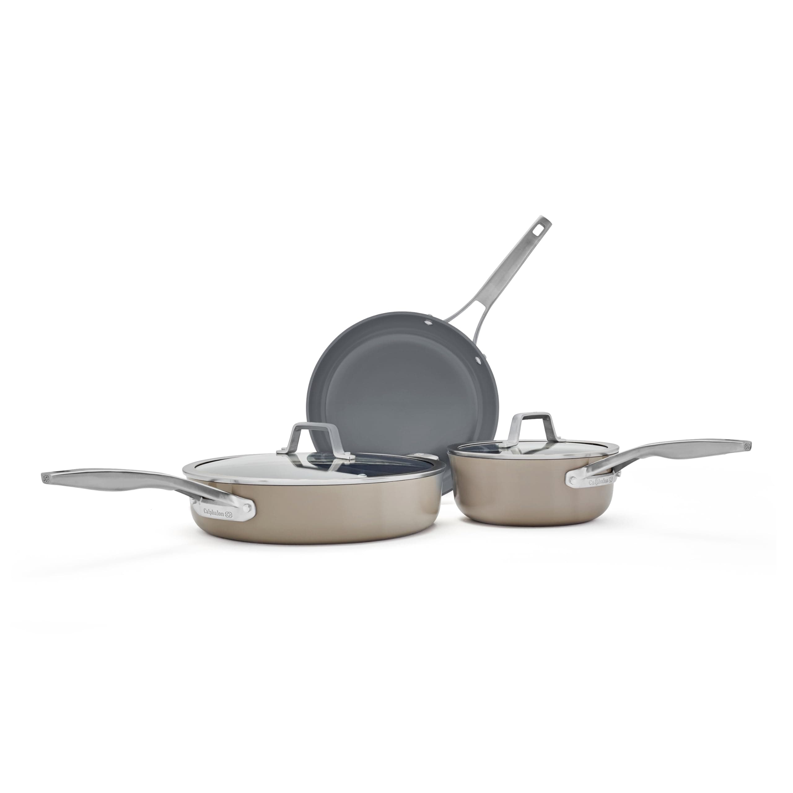 Premier Ceramic Nonstick 5-Piece Cookware Set, Mushroom Grey