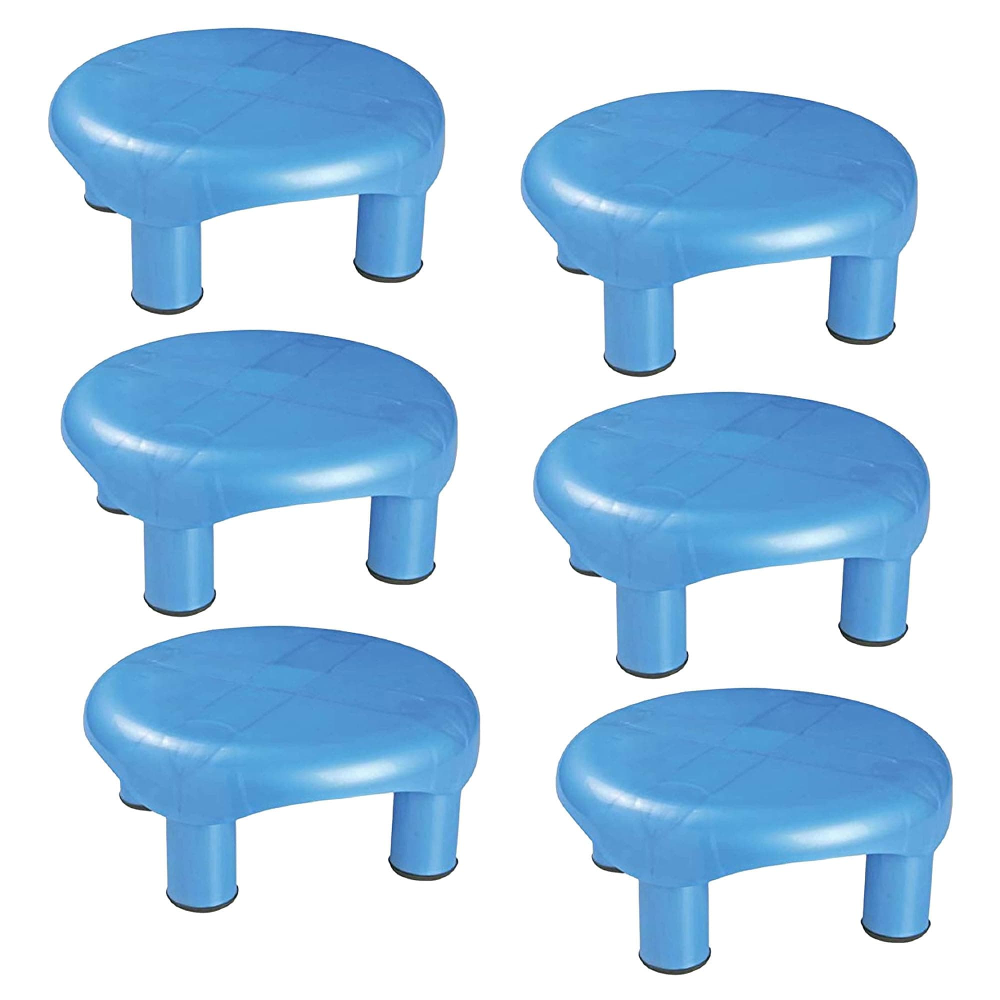 Kuber Industries Pack of 6 Bathroom Stool | Stool for Sitting | Plastic Stool for Bathroom | Anti-Slip with Strong Bearing | Patla for Toilet | Blue