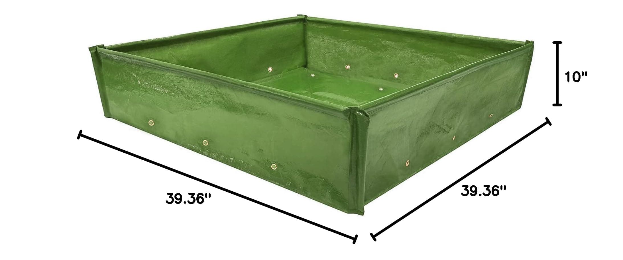 40" × 40" × 10" Exlarge Square Raised Garden Bed- Thickened Heavy Duty Plastic Elevated Garden Bed with 250L/55 Gallon Capacity Foldable Planter Box for Outdoor Vegetable Flower Herb (Olive Green)