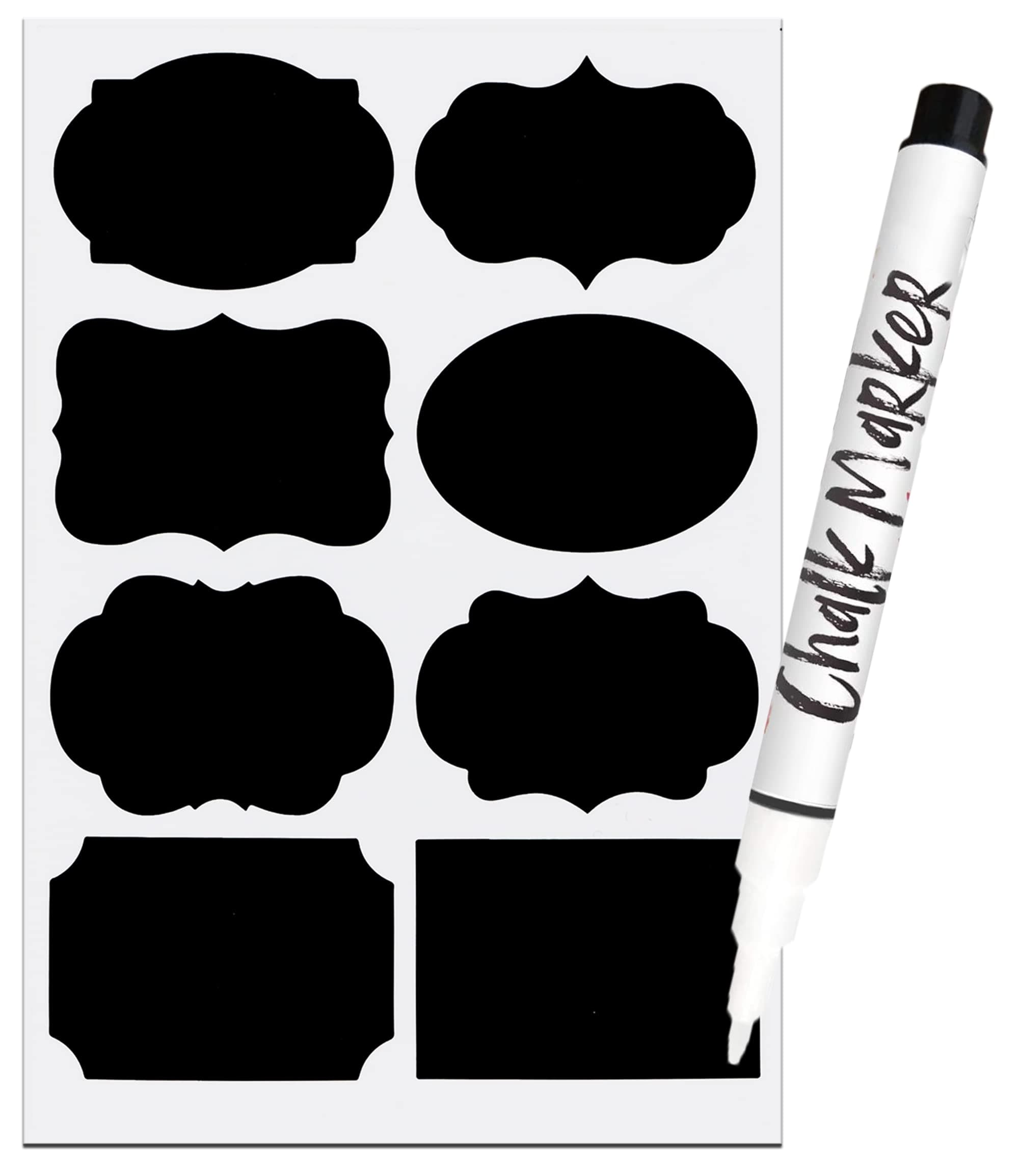 Labels for Jars 64 PCS - Waterproof Reusable Chalkboard Stickers (5 X 3.5 cm) Easy Peel Off Leaving No Messy Residue with Erasable Chalk Marker