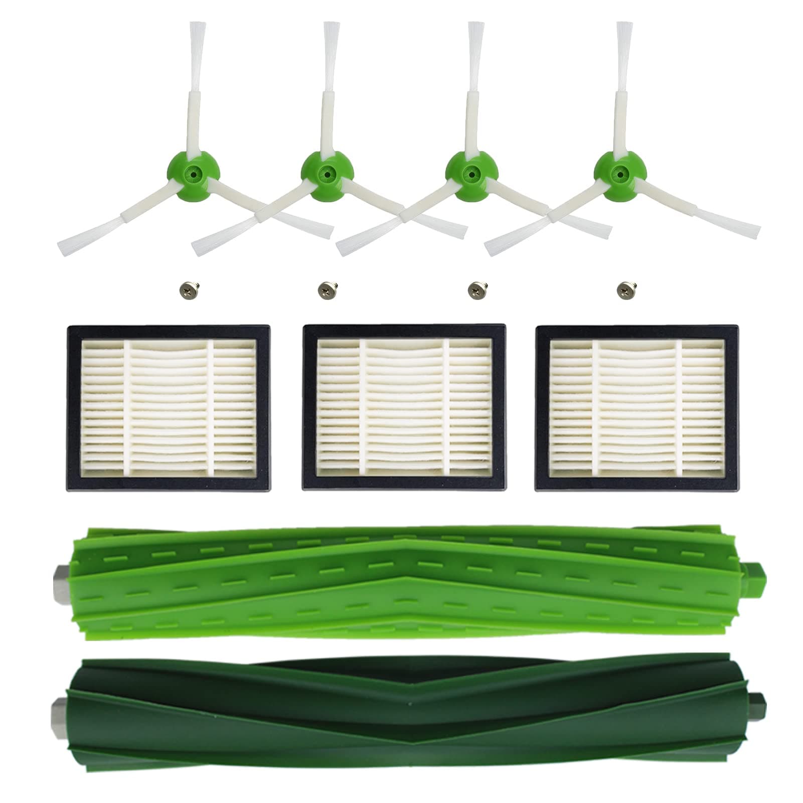 – 9pcs replacement parts compatible with iRobot Roomba i7 series replenishment kit i7+ E5 E6 E7 rubber rollers side brush HEPA filters accessories kit