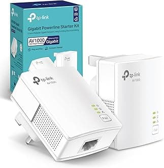 TL-PA717KIT AV1000 Powerline Starter Kit, 1-Port Gigabit Powerline Network Adapters, HomePlug AV2, Speed up to 1000Mbps, Ideal for HD/3D/4K Video Streaming and Online Gaming, Plug & Play