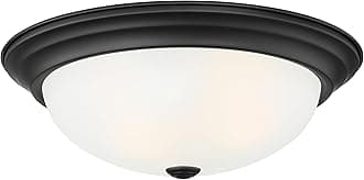 DESIGNERS FOUNTAIN Reedley 2-Lights Flush Mount Ceiling Light, 11 Inch Lighting Fixture for Kitchen, Bedroom, Bathroom, and Hallway, Matte Black with Etched Glass, 1257S-MB-W