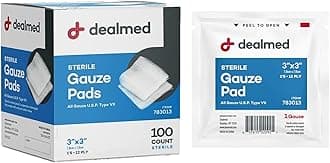 Dealmed 3’’ x 3’’ Sterile Gauze Pads (100 Count) Disposable and Individually Wrapped Medical Gauze Pads, Wound Care Product for First Aid Kit and Medical Facilities (Pack of 1)