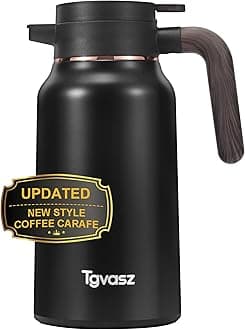 Thermal Coffee Carafe 70 oz - 12 Hour Stainless Steel Carafes for Hot Liquids-Insulated Airpot Coffee Carafes For Keeping Hot/Cold Coffee, Tea, Water, Drink Dispenser for Parties(Black)