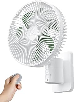 8.5-Inch Quiet Wall-Mounted Oscillation Fan with Remote & Timer, 4-Speed Adjustable for Small Bathrooms, Indoor Bedroom Cooling for RV, Adjustable Tilt, 5.92 ft Cord, Garage Cooling Fan for Home