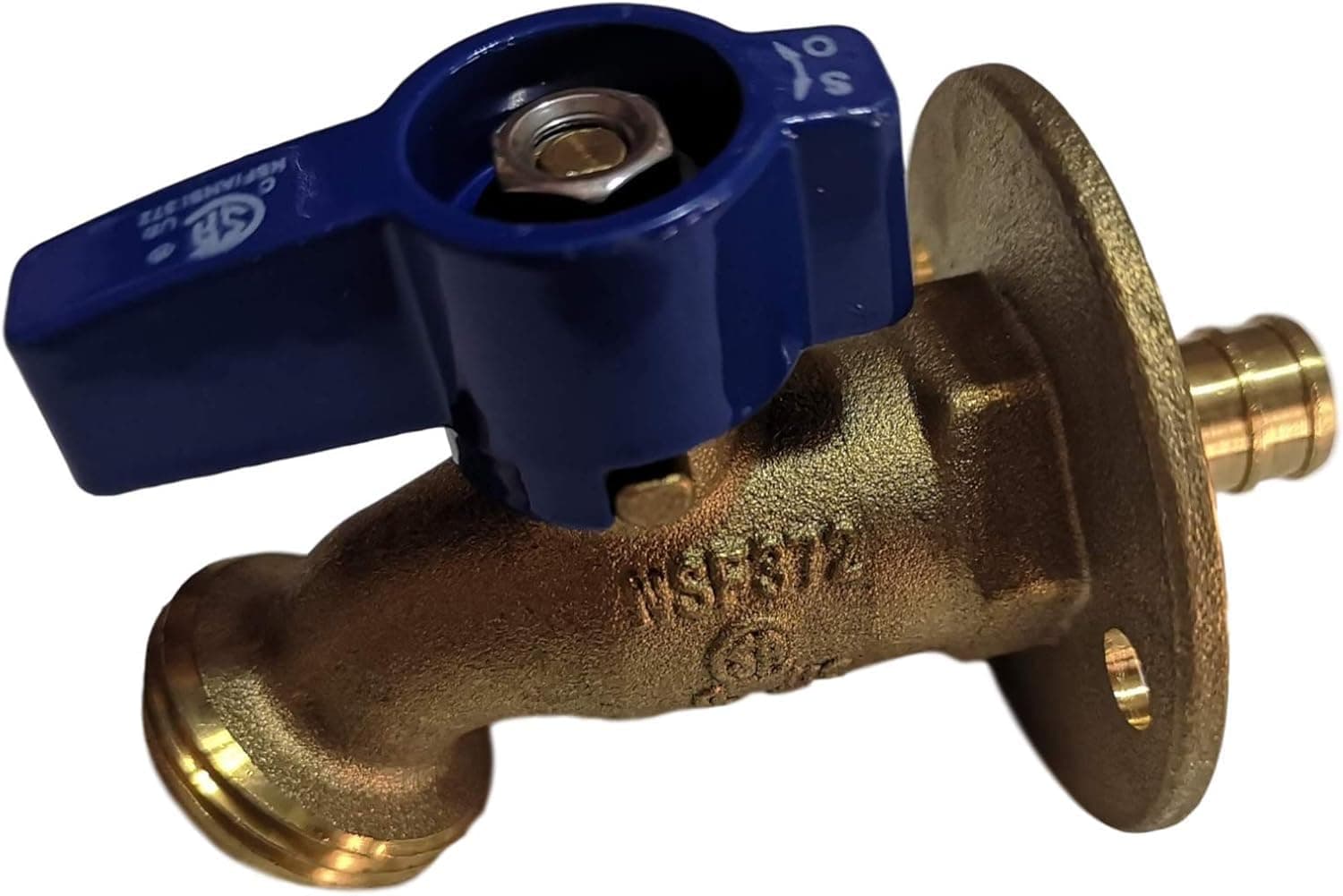 1 Piece XFITTING 1/2" Pex B x 3/4" GHT Hose Bibb with Flange, Pex B Garden Valve, Brass, Water or Oil