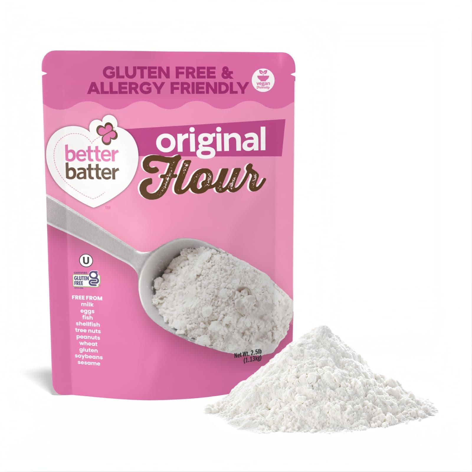 Better Batter Original Blend Multipurpose Gluten Free Flour 2.5lb – Certified GFCO, Vegan, Kosher, Non-GMO – Top 9 Allergen Free, Award Winning Cup-for-Cup Baking Alternative to Regular Wheat Flour