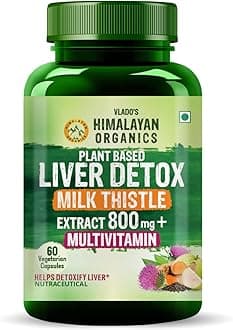 Himalayan Organics Plant Based Liver Support Supplement With Milk Thistle, Turmeric, Beetroot, Dandelion | Supports Digestion & Immunity | For Men & Women - 60 Veg Capsules