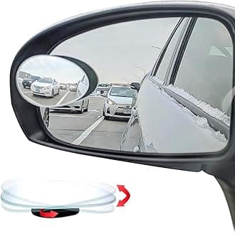 Ampper Oval Blind Spot Mirror, HD Glass Frameless Stick on Adjustabe Convex Wide Angle Rear View Blind Spot Car Mirror for Car Blind Spot, Pack of 2
