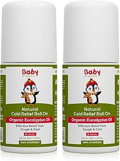 Babyorgano Ayurvedic Gentle and Effective Fast-Acting Cold Relief Roll On for Babies with Tulsi and Organic Eucalyptus Essential Oils for Cold, Cough, Nose & Chest Congestion for Kids (Pack of 2)