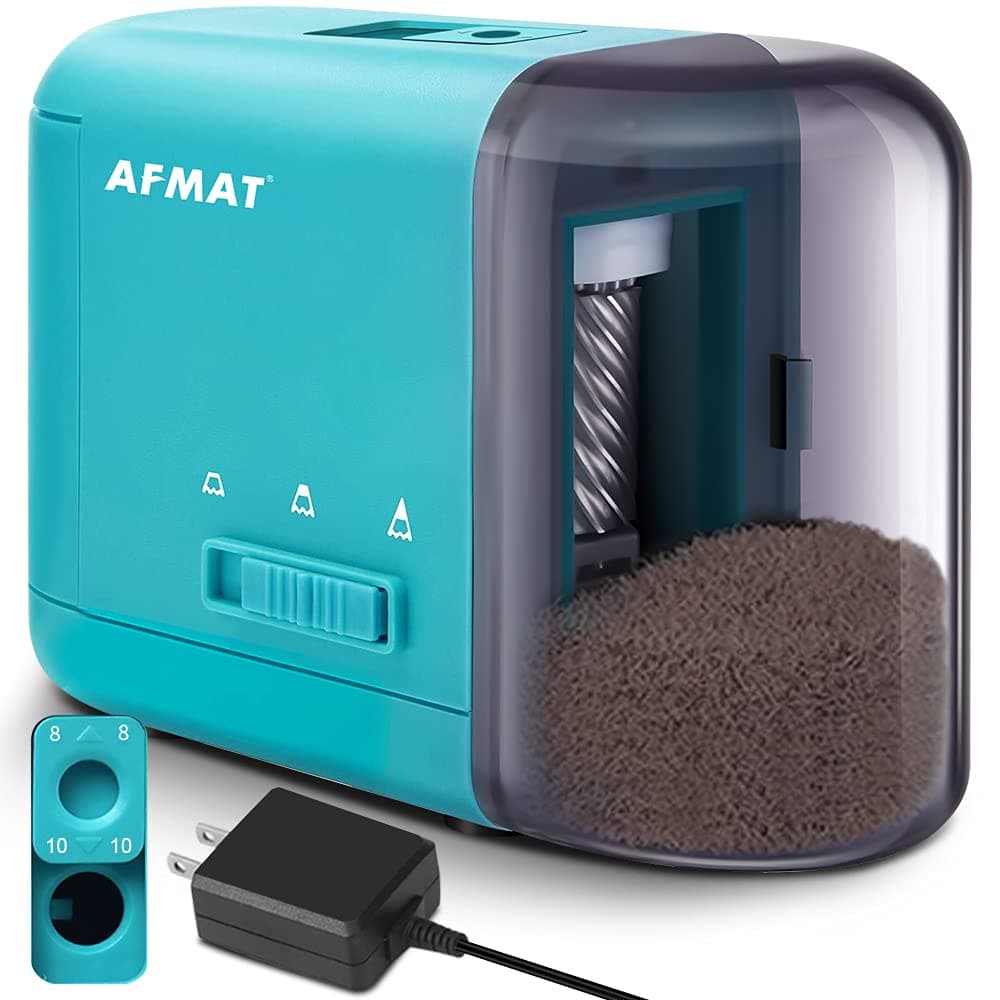 AFMATElectric Pencil Sharpener - Portable Fast Pencil Sharpener for Kids - Dual Power Colored Pencil Sharpener (Plug in or Battery Operated), Ideal for #2 Pencils Colored Pencils, Gift