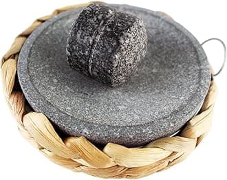 Small Size 6in/15cm Granite Grinder Mortar and Pestle Set Stone Plate Set for Spice and Salt on Camping Primitive Lava Dish
