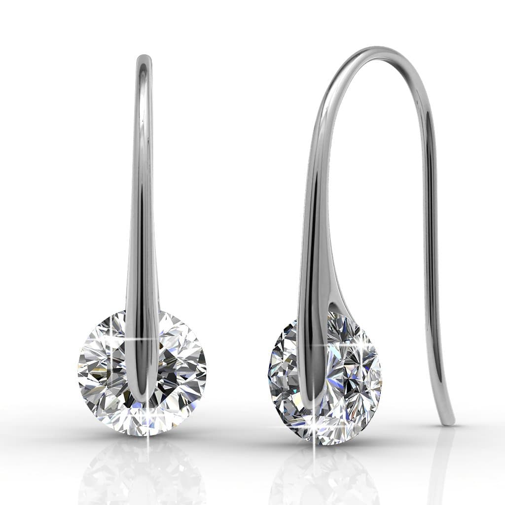 TK Beauty Platinum Plated Swarovski Crystal Silver Dangle Earring