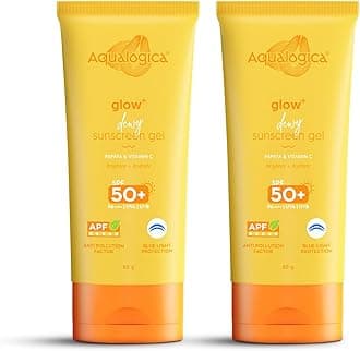 Glow+ Dewy Gel Sunscreen - 80 g x 2 | SPF 50+ PA++++ | In-Vivo Tested | New-age Filters | 12-Hour* Sun Protection | Tan Protection | For Bright & Hydrated Skin | Fragrance-Free & No White Cast | C-Hyaluron Complex™ & Papaya | Broad Spectrum UVA/B & Blue Light Protection | Lightweight | For Men & Women