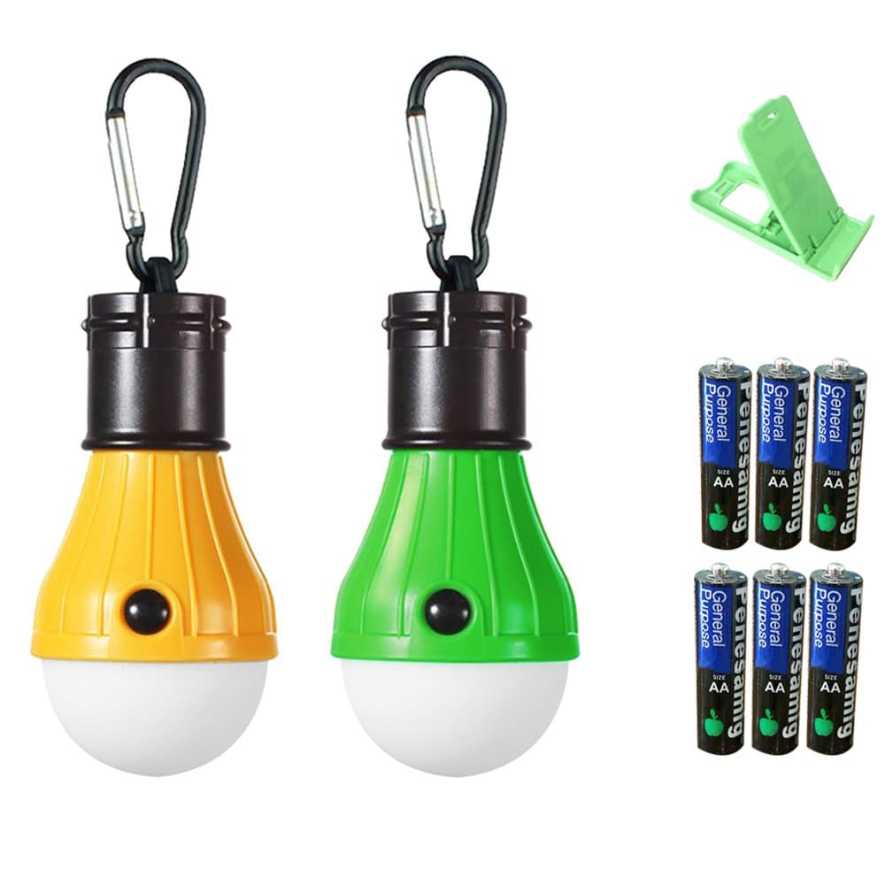 YZFDBSX led Camping Lights led Tent Light Emergency Light [2 Pack] Yellow-Green Battery 6 Cell Phone Stand Random Color