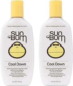 Cool Down Aloe Vera Lotion Vegan After Sun Gel With Cocoa Butter To Soothe and Hydrate Sunburned Skin, 8 oz (Pack of 2)