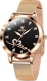 OLEVSWomen Watch Fashion Rose Gold Diamond Analog Quartz Female Watches for Women Luxury Dress Ladies Stainless Steel Luminous Waterproof Date Wristwatches