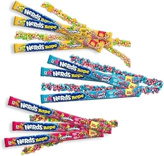 Nerds Rope Candy Variety Pack - Very Berry, Rainbow, Tropical Flavours - Chewy Candy Ropes, 26g Each - Perfect Party Favors, Treats for Kids & Adults (24)