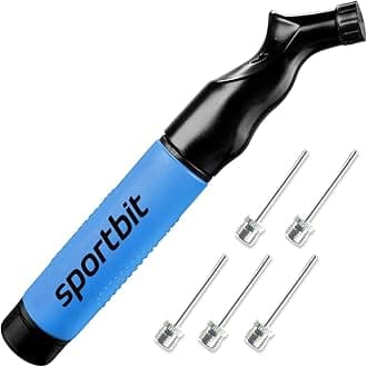 SPORTBIT Ball Pump for Sports Balls - Push & Pull Inflating System - Hand Pump for All Exercise Balls - Volleyball Pump, Basketball Inflator, Football & Soccer Ball Air Pump - Goes with 5 Needles Set