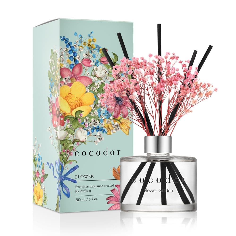 Preserved Flower Reed Diffuser/Flower Garden/6.7oz/1Pack / Home Fragrance Scent Essential Oil Stick Diffuser for Bedroom Bathroom Home Décor