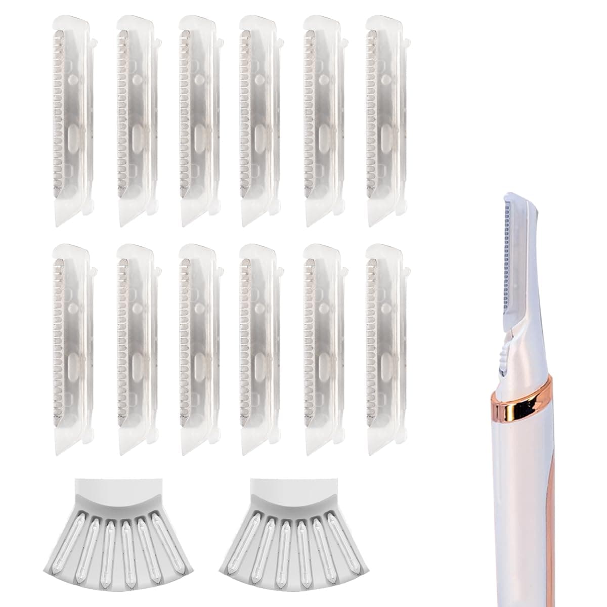 12 Pcs Replacement Blades Only Specific for Finishing Touch Flawless Dermaplane Glo Sonic Vibrating Facial Exfoliation Tool include Replacement Tray