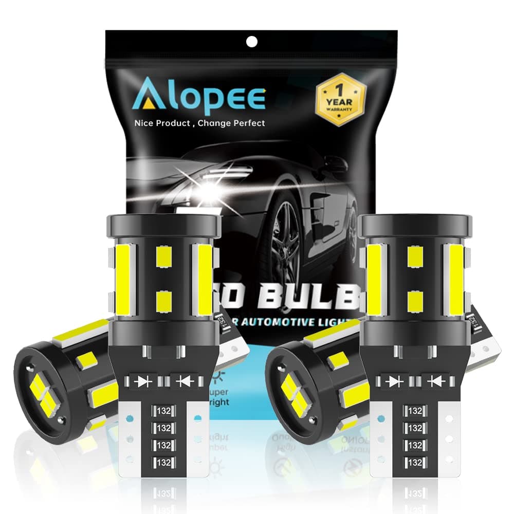 Alopee T10 W5W 501 LED Bulb, CANBUS Error Free Extremely Bright White 168 158 2825 Wedge for Car Dome Card Holder Courtesy License Plate Lights (Pack of 4)