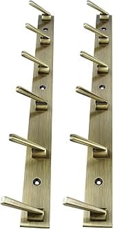 DOCOSS Antique Brass Wall Hooks for Hanging Cloth and Towel Hangers for Wall,Door Hangers,Hook Rail Bathroom Accessories- Pack of 2