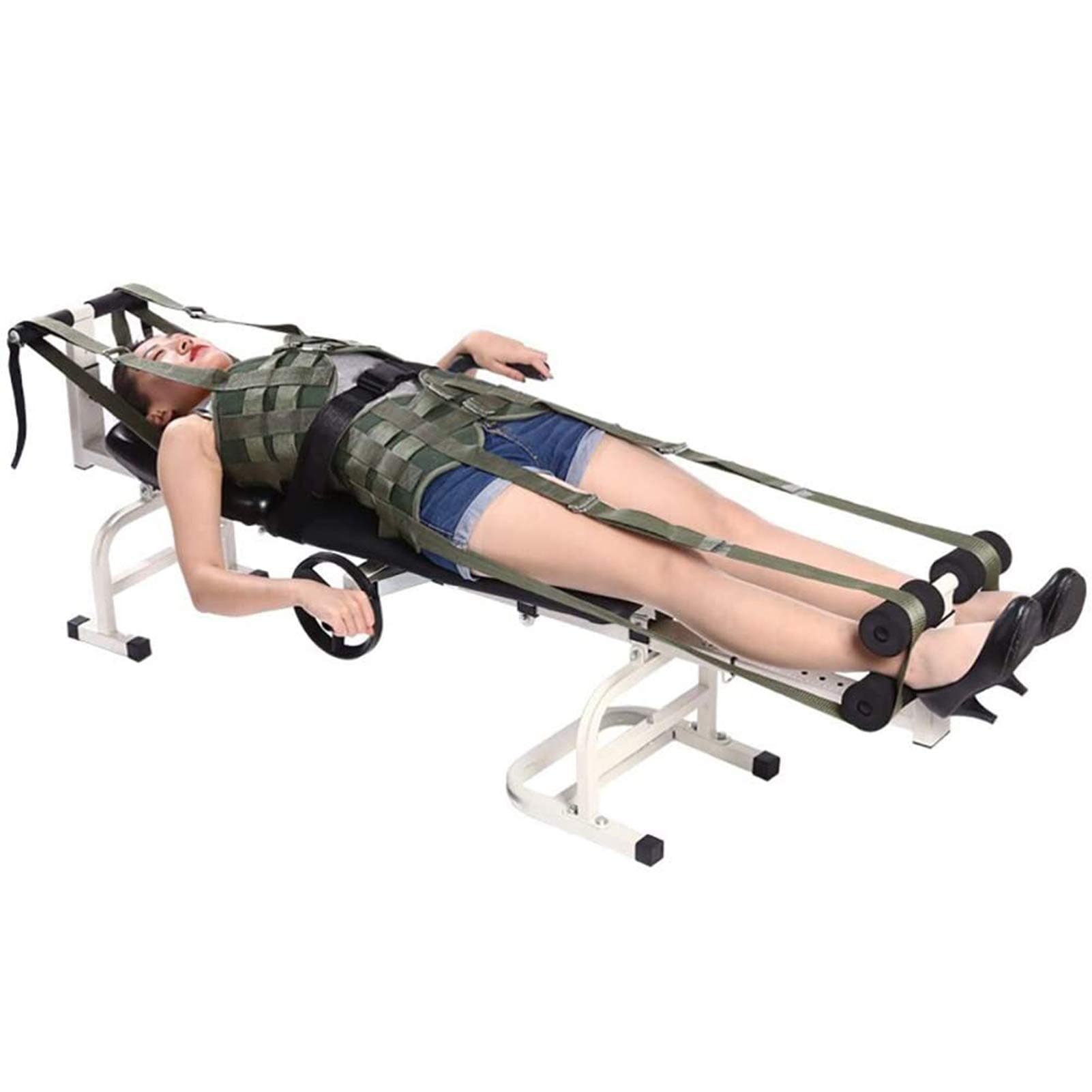 Massage Traction Bed, Therapy Massage Bed Table Cervical Spine Lumbar Traction Bed Body Stretching Device for Lumbar Spine Cervical Discomfort Lumbar Disc Herniation,Green