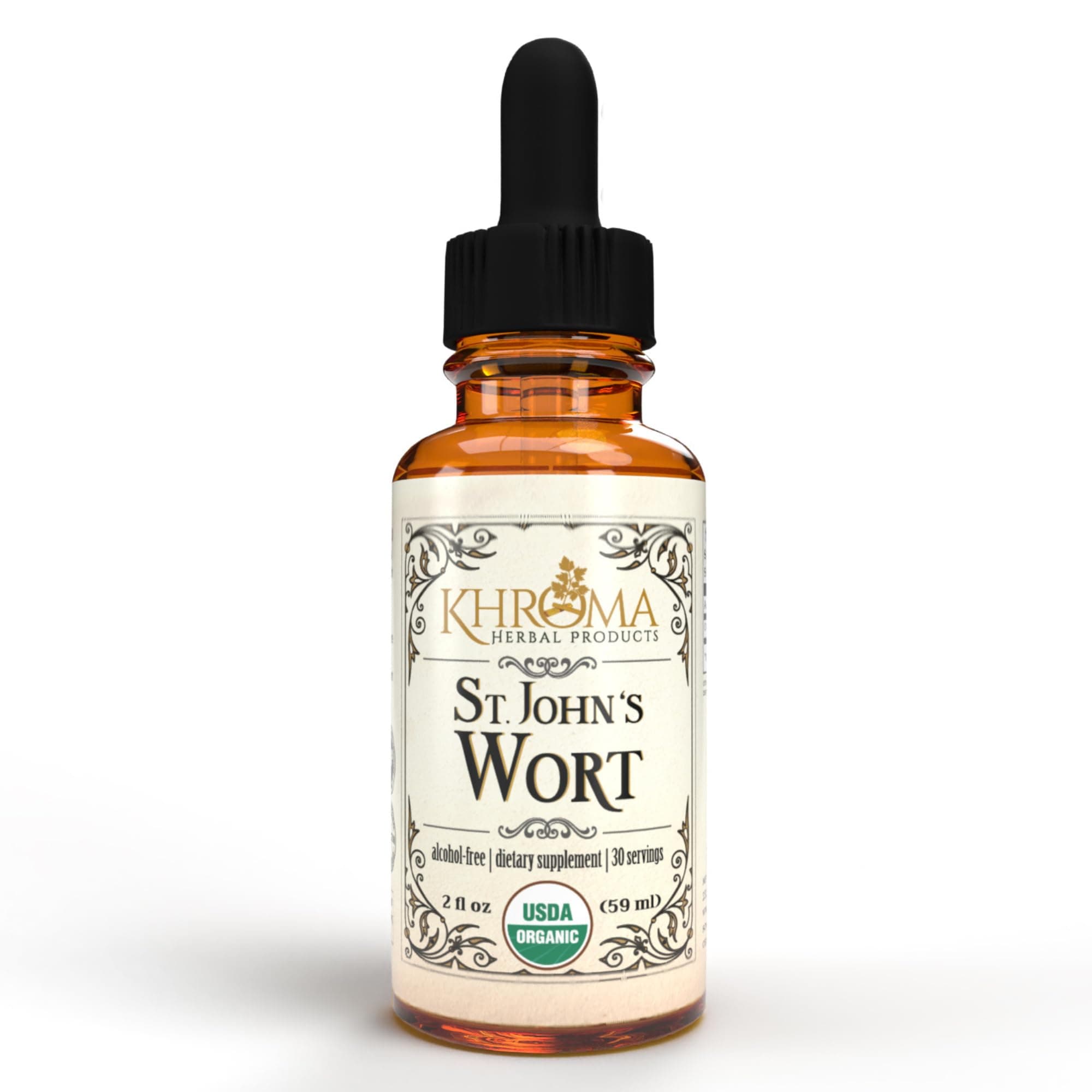 Organic St John's Wort 30 Servings - 800 MG Per Serving - Khroma Herbal Products - 2 FL OZ - Hypericum Perforatum
