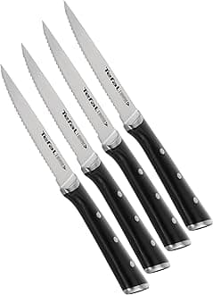 Tefal Ice Force Stainless Steel Steak Set of 411 cm, K232S414, Silver/Black