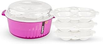 Nayasa Plastic Microwave 4 in 1 Steam Idli Maker | Makes 12 idlis | Microwave Dhokla Maker | Vegetable Steamer | Veg. & Fruit Strainer | Pink