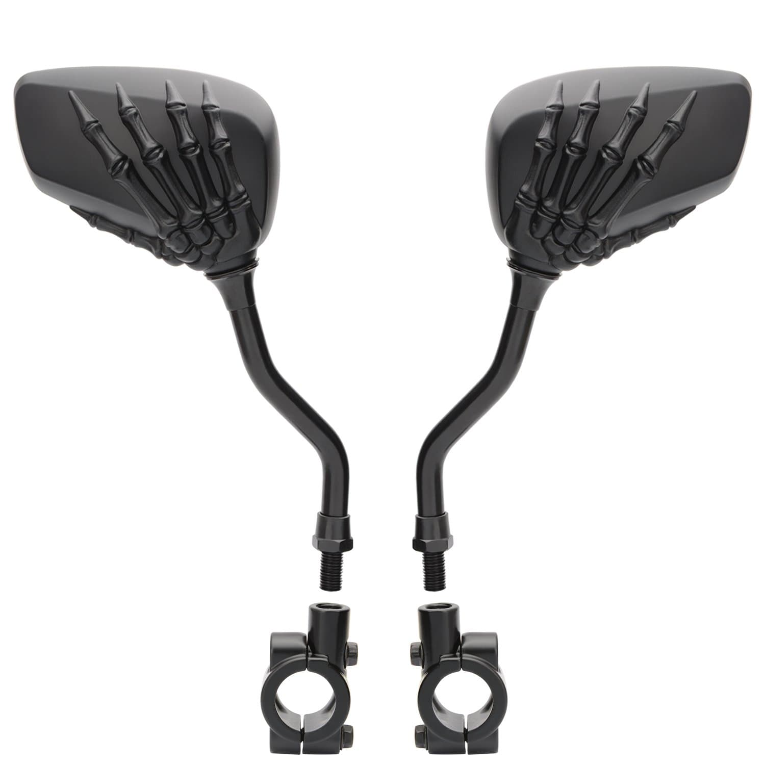 1 Pair Bicycle Mirror,Big View Bike Rear View Mirror Blindsight Multi Angle Adjustable Bike Mirror Billet Aluminum Chrome Plated Outside Skull Claw Style Also suitable for motorcycle mirror