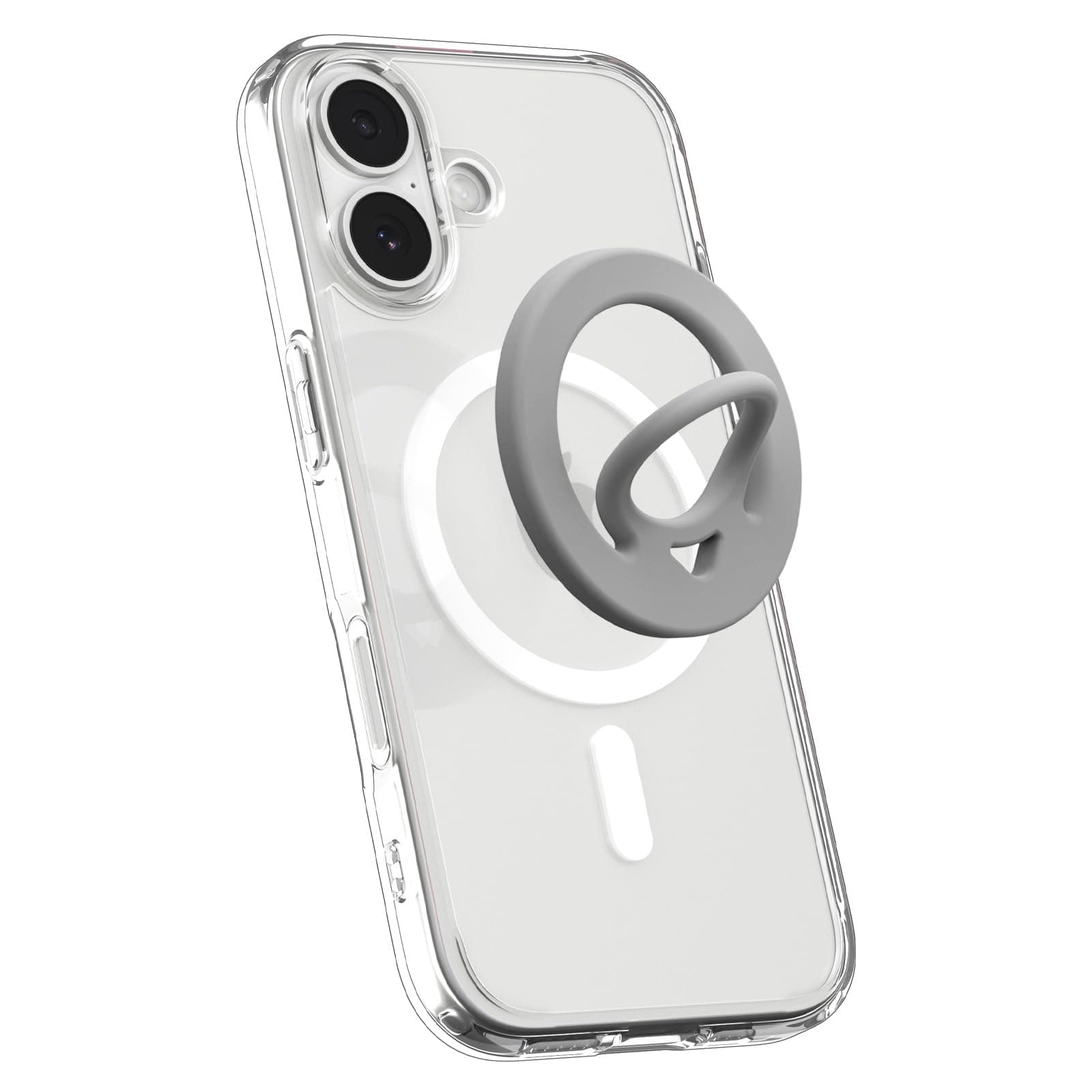 Dual Pop Magnetic Ring Holder with Finger Loop Grip – Magsafe & Pixelsnap Compatible with iPhone 17/16/15/14/13/12 Models, Pixel 10 Series [Soft Silicone Texture] [Strong Magnet] – Gray