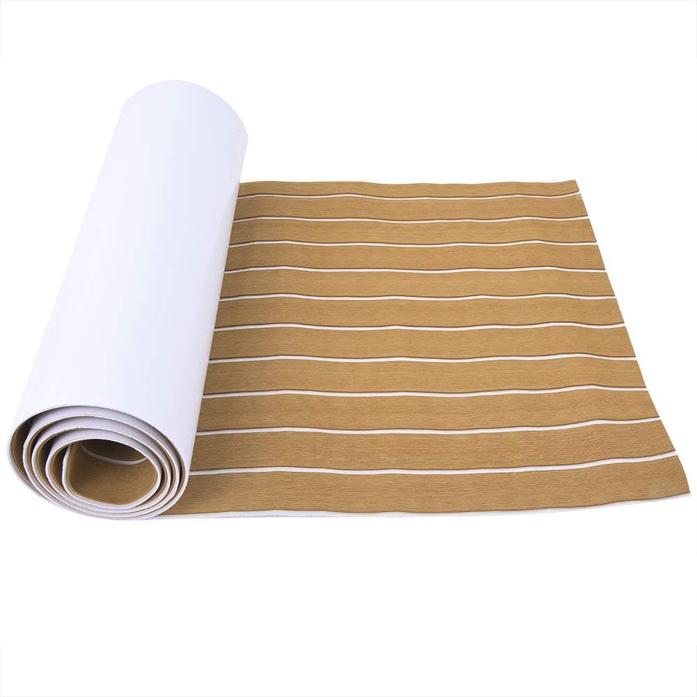 Fishlor EVA Boat Decking Sheet, Marine Non-Slip Flooring Mat, Self-Adhesive EVA Foam Teak Decking Carpet Pad for Marine Yacht RV Flooring Sheets, DIY Decorative Board 240x60x6MM