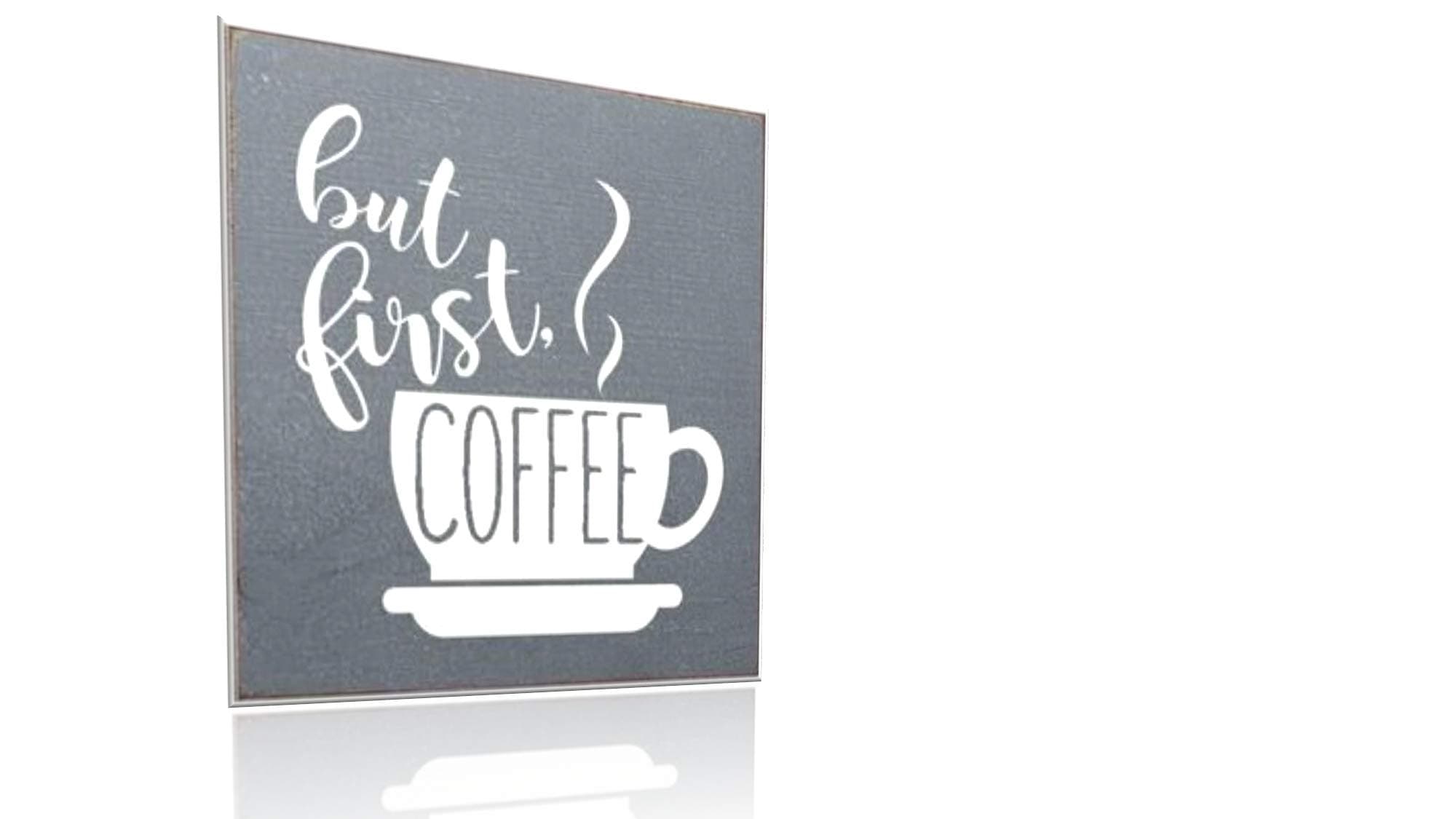 Sawdust City Rustic Wooden Sign - Made from Solid Knotty Pine & Distressed Wood - White Stenciled Wall Art Room Decor - On Slate Grey Background 7 x 7