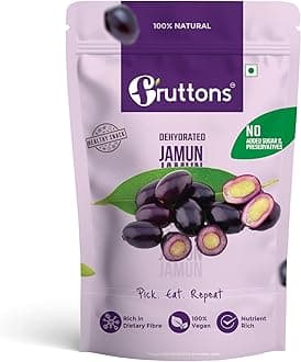 Fruttons Dehydrated Jamun | Natural Dried Jamun | No Added Sugar | Healthy Diabetic-Friendly Snack | Rich in Dietary Fibre | No Preservatives (50g | Single Pack)