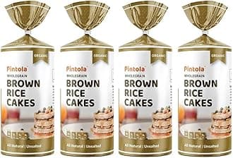 Pintola Organic Brown Rice Cake All Natural Unsalted (130g x 4) | Gluten-Free Snack | 9 Wholegrains | Low Fat | 30 Calories per Cake | Soy & Yeast Free | Healthy Snack for Weight Loss