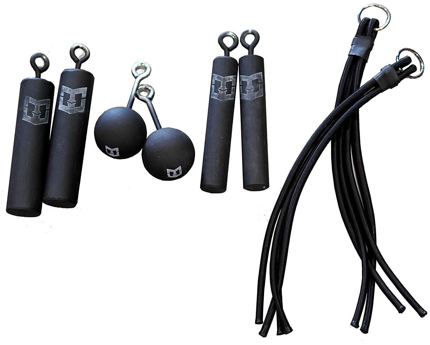 Pro Ninja Grip Kit - 8 Hanging Grips - 2 Each: 3-inch Cannonballs, Piston Grips and Bungee Grips. Climbing Bombs as seen on Ninja